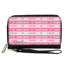 PU Zip Around Wallet Rectangle - The Suicide Squad 2021 CUIDADO HARLEY QUINN Stripe Pink/White