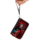 PU Zip Around Wallet Rectangle - Harley Quinn Mad Love Knock Pose/Lineup Reds