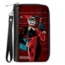 PU Zip Around Wallet Rectangle - Harley Quinn Mad Love Knock Pose/Lineup Reds