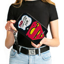 Women's PU Zip Around Wallet Rectangle - Superman Shield THIS LOOKS LIKE A JOB FOR...Superman Shield Halftone Black Blue