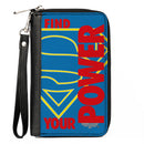 Women's PU Zip Around Wallet Rectangle - Superman Shield FIND YOUR POWER Blue Yellow Red