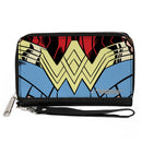 Women's PU Zip Around Wallet Rectangle - Wonder Woman 1984 WW Belt Logo CLOSE-UP