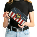 PU Zip Around Wallet Rectangle - WONDER WOMAN/Logo Americana Red/White/Blue/Yellow