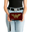 PU Zip Around Wallet Rectangle - Wonder Woman 2017 Icon Burgundys/Golds