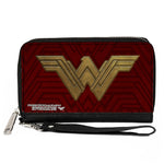 PU Zip Around Wallet Rectangle - Wonder Woman 2017 Icon Burgundys/Golds