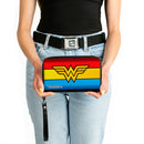 PU Zip Around Wallet Rectangle - Wonder Woman Logo/Stripe Red/Yellows/Blue