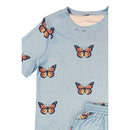 Waffle Fabric Printed Matching Shorts Set | Monarch Butterfly or Mushroom Print