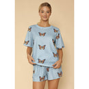 Waffle Fabric Printed Matching Shorts Set | Monarch Butterfly or Mushroom Print