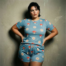 Waffle Fabric Printed Matching Shorts Set | Monarch Butterfly or Mushroom Print