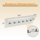 Wall Hooks with Shelf 31.5inch Wooden Coat Rack with 6 Hooks for Hats Towels Purses Robes