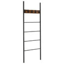 Wall-Leaning Decorative Blanket Holder with 5 Removable Hooks