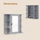 Wall Mounted Bathroom Medicine Cabinet with Mirror - Gray