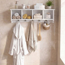 Wall-Mounted Coat Rack with 4 Cubbies and 5 Double Hooks