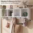 Wall-Mounted Coat Rack with 4 Cubbies and 5 Double Hooks