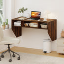 Wall-Mounted Computer Desk Floating Laptop Desk with 3 Storage Compartments