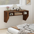 Wall-Mounted Computer Desk Floating Laptop Desk with 3 Storage Compartments