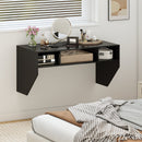 Wall-Mounted Computer Desk Floating Laptop Desk with 3 Storage Compartments