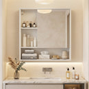 Wall-Mounted Mirror Cabinet with Hidden & Open Storage