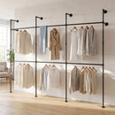 Wall Mounted Pipe Clothing Rack with 6 Hanging Rods