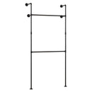 Wall Mounted Pipe Clothing Rack with 2 Hanging Rods