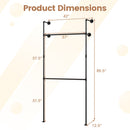 Wall Mounted Pipe Clothing Rack with 2 Hanging Rods
