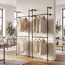 Wall Mounted Pipe Clothing Rack with 2 Hanging Rods