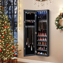 Wall or Door Mounted Jewelry Cabinet with Full-Length Mirror and LED Lights
