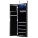 Wall or Door Mounted Jewelry Cabinet with Full-Length Mirror and LED Lights