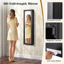 Wall or Door Mounted Jewelry Cabinet with Full-Length Mirror and LED Lights