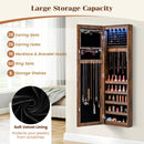Wall or Door Mounted Jewelry Cabinet with Full-Length Mirror and LED Lights