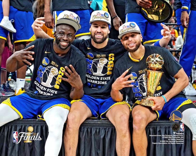 Draymond Green, Klay Thompson, & Steph Curry Golden State Warriors 2022 NBA Champions 8