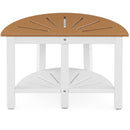 Waterproof HDPE Shower Bench with Semicircular Seat and Storage Shelf-Brown