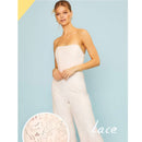 White Lace Corset Jumpsuit | Sleeveless Wide Leg Pants Formal Attire | [Sizes SM-L]