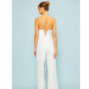White Lace Corset Jumpsuit | Sleeveless Wide Leg Pants Formal Attire | [Sizes SM-L]