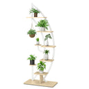 6-Tier 9 Potted Metal Plant Stand Holder Display Shelf with Hook-White