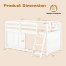Twin Loft Bed with Sliding Door Storage Cabinet - White