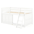 Twin Loft Bed with Sliding Door Storage Cabinet - White