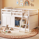 Twin Loft Bed with Sliding Door Storage Cabinet - White