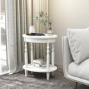 Oval Side Table with Storage Shelf and Wood Legs