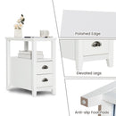 Set of 2 End Table Wooden with 2 Drawer & Shelf Bedside Table