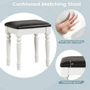 Makeup Vanity Table and Stool Set with Detachable Mirror and 3 Drawers Storage