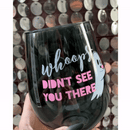 Whoops Didn't See You There Jumbo Stemless Wine Glass in Black | 30 Oz. | Holds an Entire Bottle of Wine