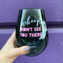 Whoops Didn't See You There Jumbo Stemless Wine Glass in Black | 30 Oz. | Holds an Entire Bottle of Wine