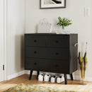 Wide Wooden Dresser with 4 Drawers for Bedroom Living Room