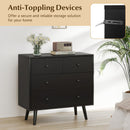 Wide Wooden Dresser with 4 Drawers for Bedroom Living Room