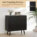 Wide Wooden Dresser with 4 Drawers for Bedroom Living Room