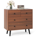 Wide Wooden Dresser with 4 Drawers for Bedroom Living Room