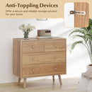 Wide Wooden Dresser with 4 Drawers for Bedroom Living Room