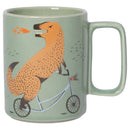 Wild Riders Ceramic Studio Mug | T-rex Dinosaur Coffee Tea Cup | 14 oz