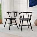 Windsor Dining Chair Set of 4 Mid-Century Modern Black Kitchen Chairs-Black